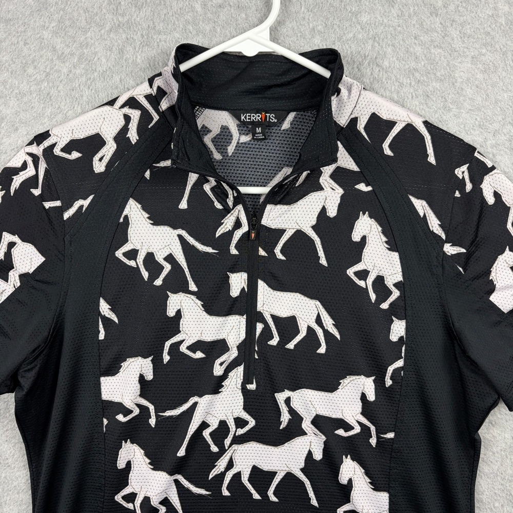 Kerrits Riding Shirt Womens Medium Aire Ice Fill 1/4 Zip Horse Equestrian Mesh - Picture 2 of 8